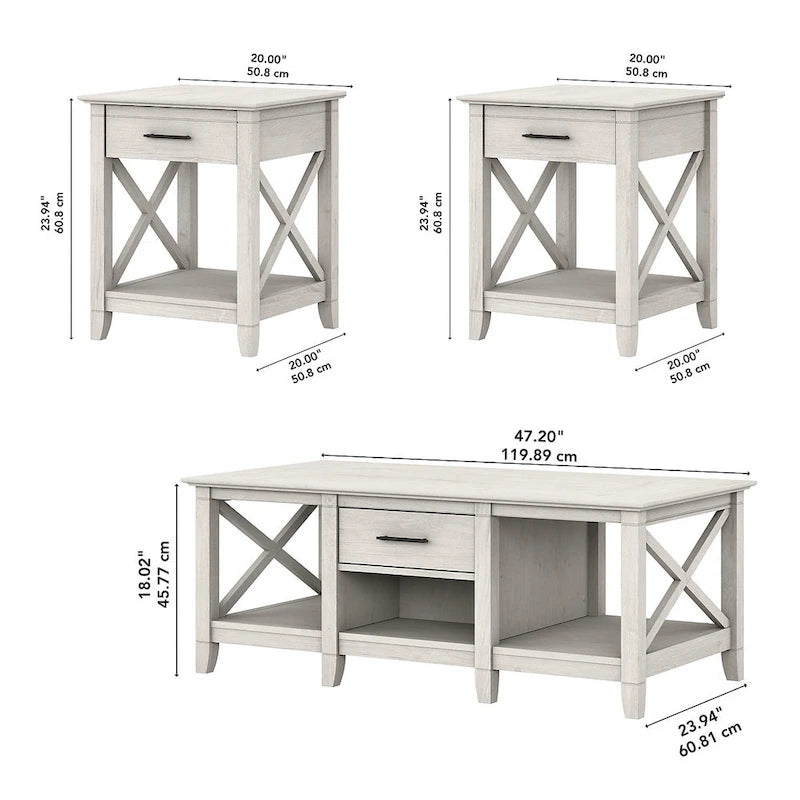 Table basse avec ensemble de 2 tables d'appoint