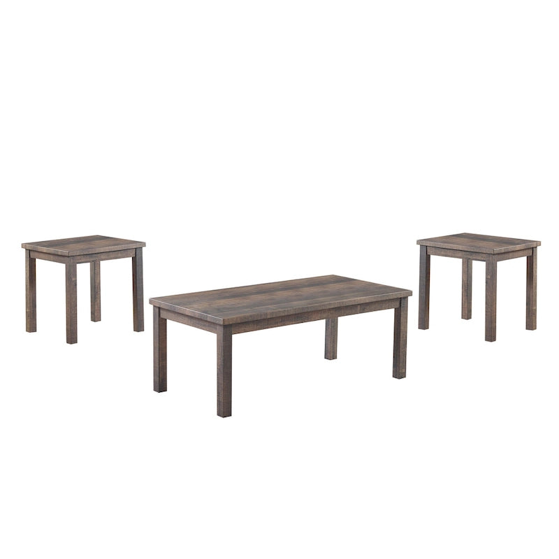 Ensemble de 3 tables basses et tables d'appoint en bois de 122 cm, ton naturel transitionnel
