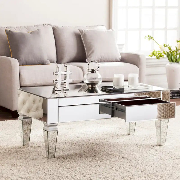 Table basse rectangulaire miroir contemporaine