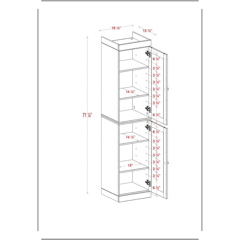 Armoire de cuisine à portes 100 % bois massif 16,5 po de