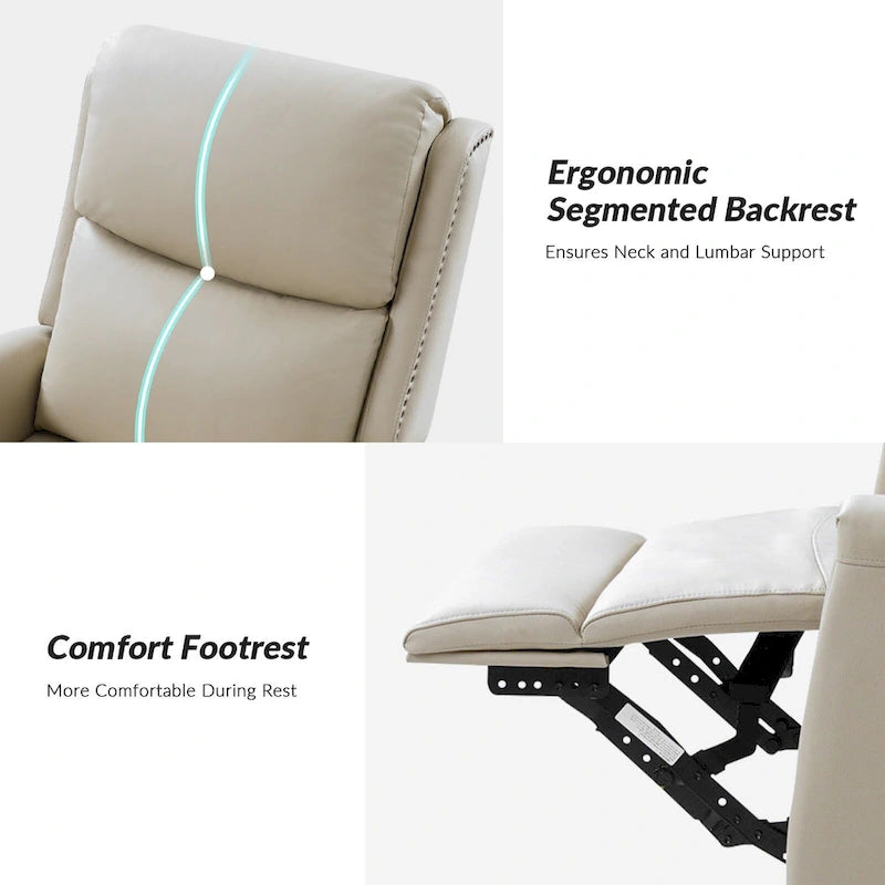 Fauteuil inclinable, pivotant et basculant moderne en cuir véritable, avec accoudoirs hauts, bordé de clous décoratifs, 77 x 79 cm, lot de 2