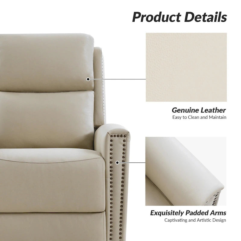 Fauteuil inclinable, pivotant et basculant moderne en cuir véritable, avec accoudoirs hauts, bordé de clous décoratifs, 77 x 79 cm, lot de 2