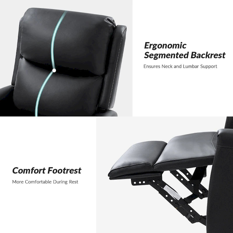 Fauteuil inclinable, pivotant et basculant moderne en cuir véritable, avec accoudoirs hauts, bordé de clous décoratifs, 77 x 79 cm, lot de 2