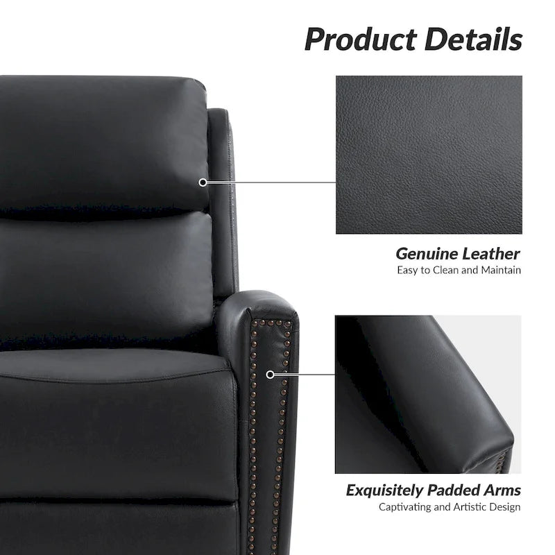 Fauteuil inclinable, pivotant et basculant moderne en cuir véritable, avec accoudoirs hauts, bordé de clous décoratifs, 77 x 79 cm, lot de 2