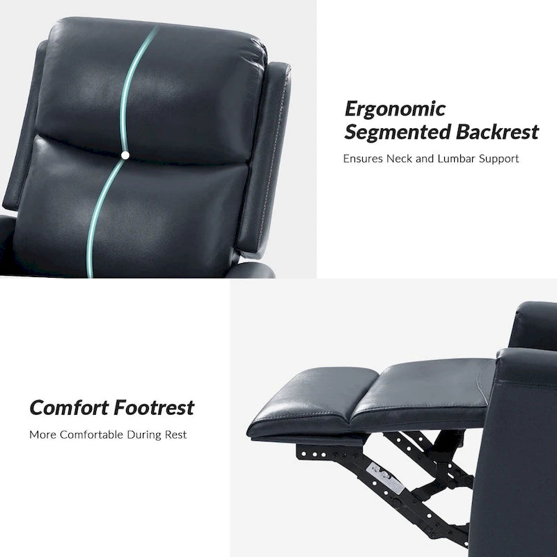 Fauteuil inclinable, pivotant et basculant moderne en cuir véritable, avec accoudoirs hauts, bordé de clous décoratifs, 77 x 79 cm, lot de 2