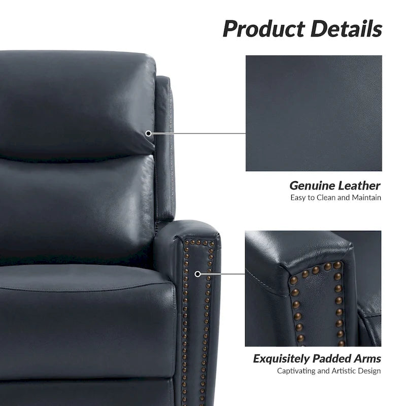 Fauteuil inclinable, pivotant et basculant moderne en cuir véritable, avec accoudoirs hauts, bordé de clous décoratifs, 77 x 79 cm, lot de 2