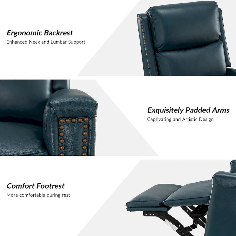 Fauteuil inclinable, pivotant et basculant moderne en cuir véritable, avec accoudoirs hauts, bordé de clous décoratifs, 77 x 79 cm, lot de 2
