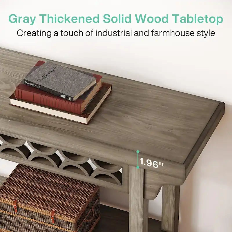 Table Console en Bois Massif Étroite et Longue pour Salon, Entrée