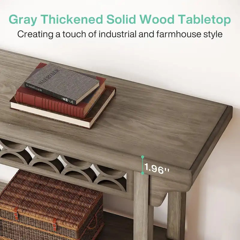 Table Console en Bois Massif Étroite et Longue pour Salon, Entrée