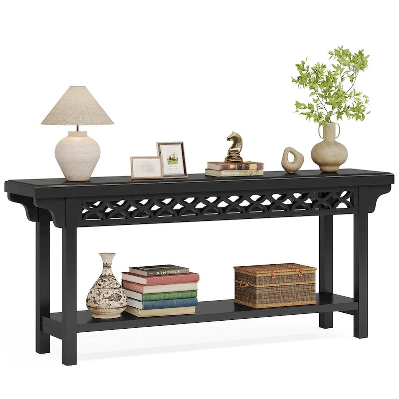 Table Console en Bois Massif Étroite et Longue pour Salon, Entrée