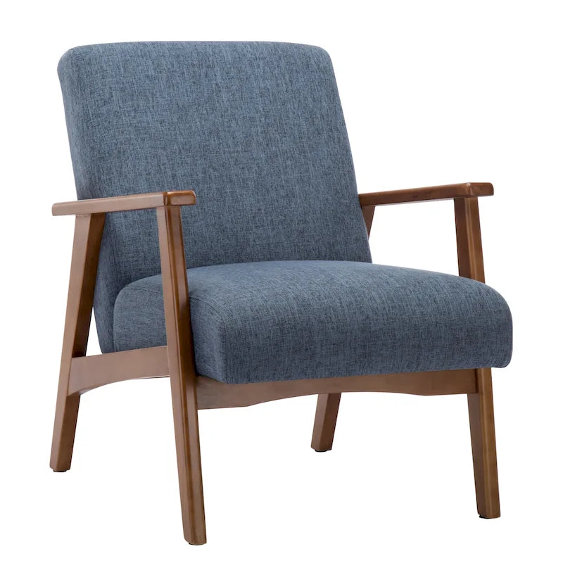Fauteuil d'appoint en tissu avec piètement en hêtre