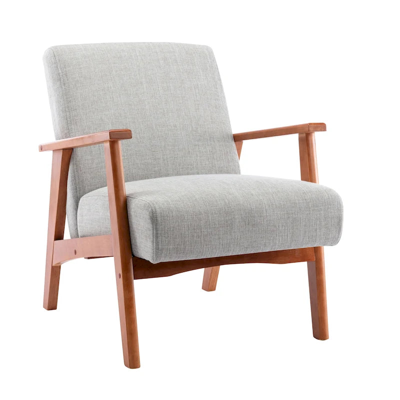 Fauteuil d'appoint en tissu avec piètement en hêtre