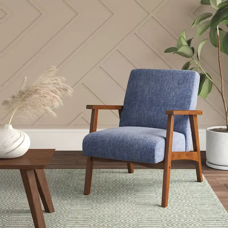  Layla Fabric Upholstered Accent Chair with Beechwood Legs