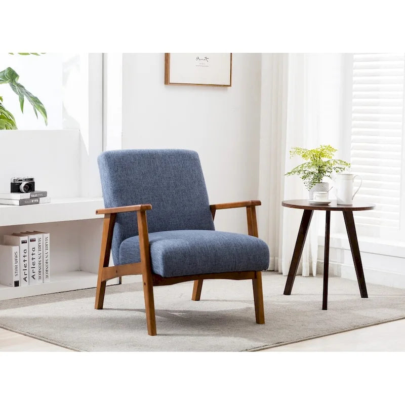 Fauteuil d'appoint en tissu avec piètement en hêtre