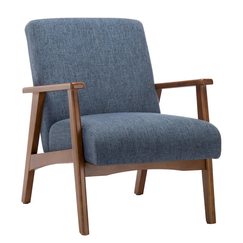 Fauteuil d'appoint en tissu avec piètement en hêtre