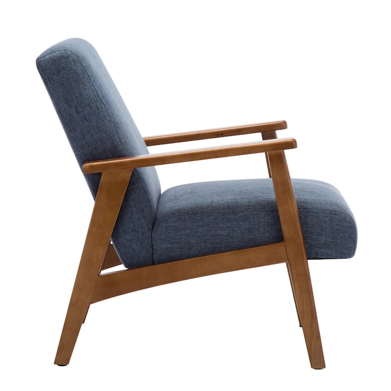 Fauteuil d'appoint en tissu avec piètement en hêtre