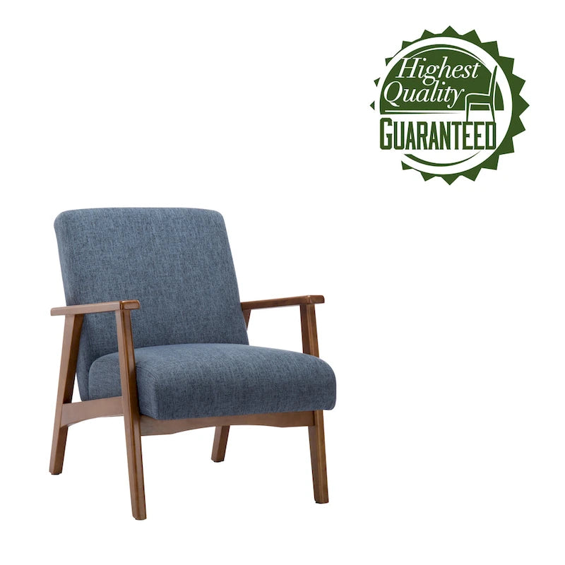 Fauteuil d'appoint en tissu avec piètement en hêtre