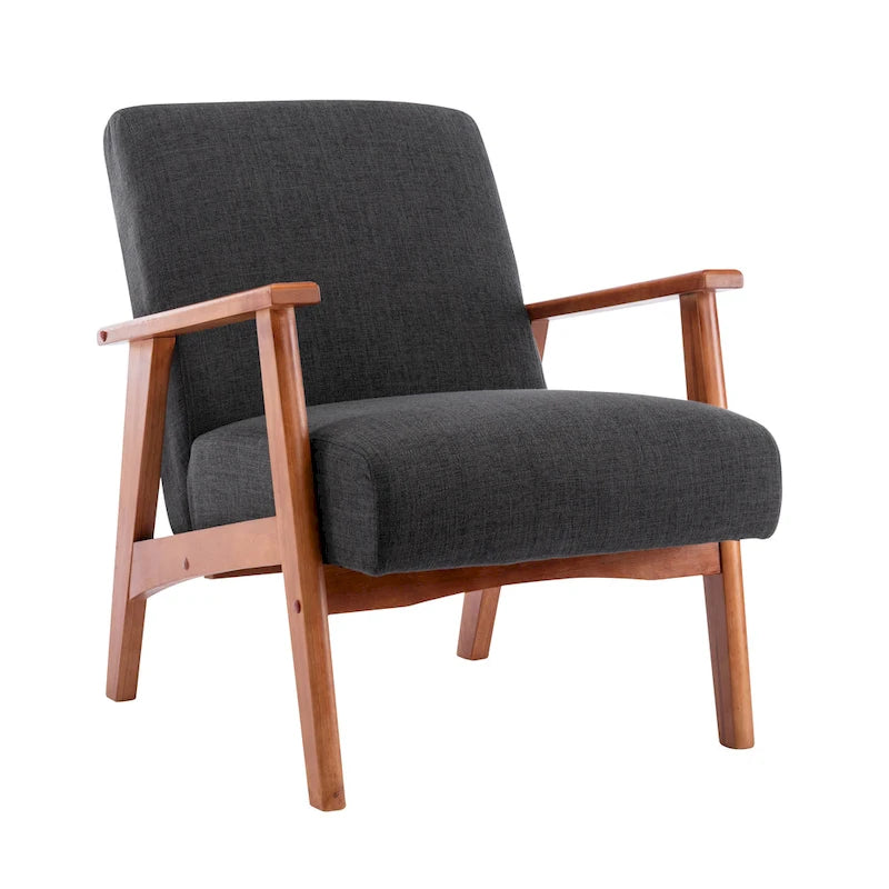Fauteuil d'appoint en tissu avec piètement en hêtre