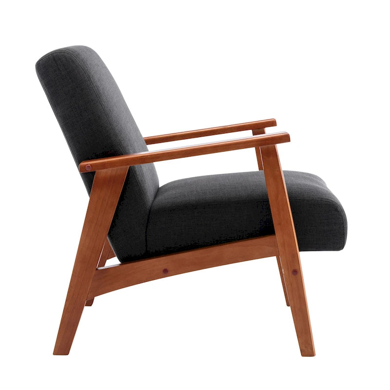 Fauteuil d'appoint en tissu avec piètement en hêtre