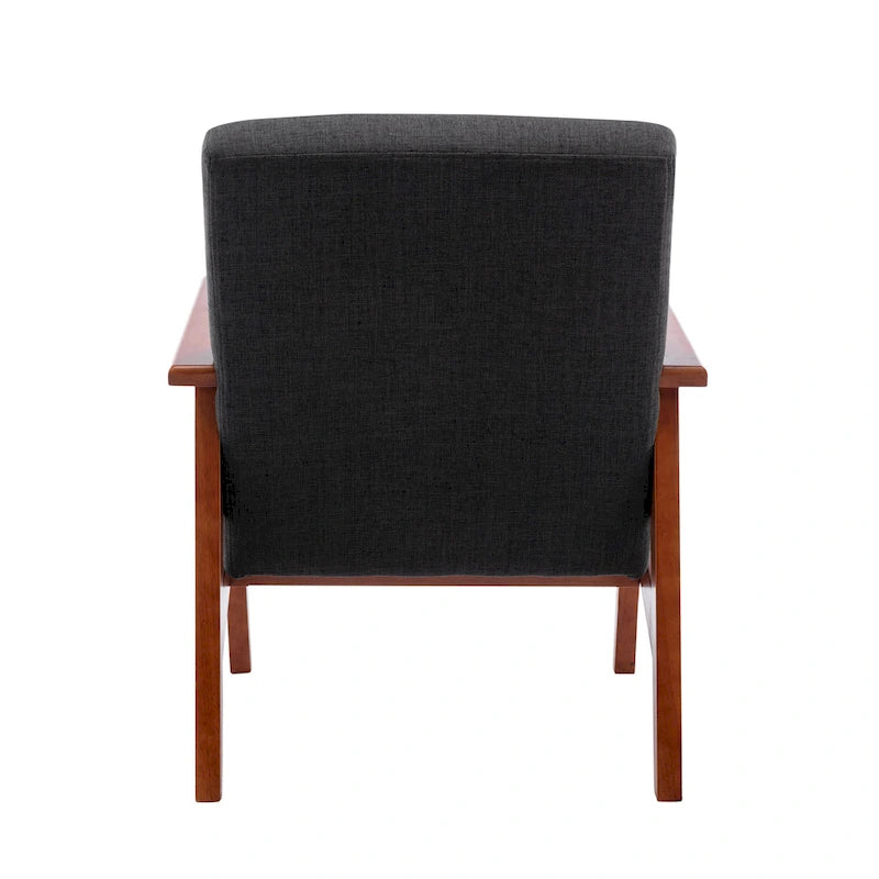 Fauteuil d'appoint en tissu avec piètement en hêtre
