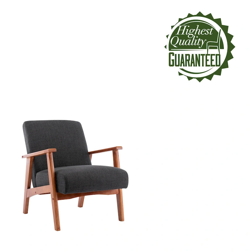 Fauteuil d'appoint en tissu avec piètement en hêtre