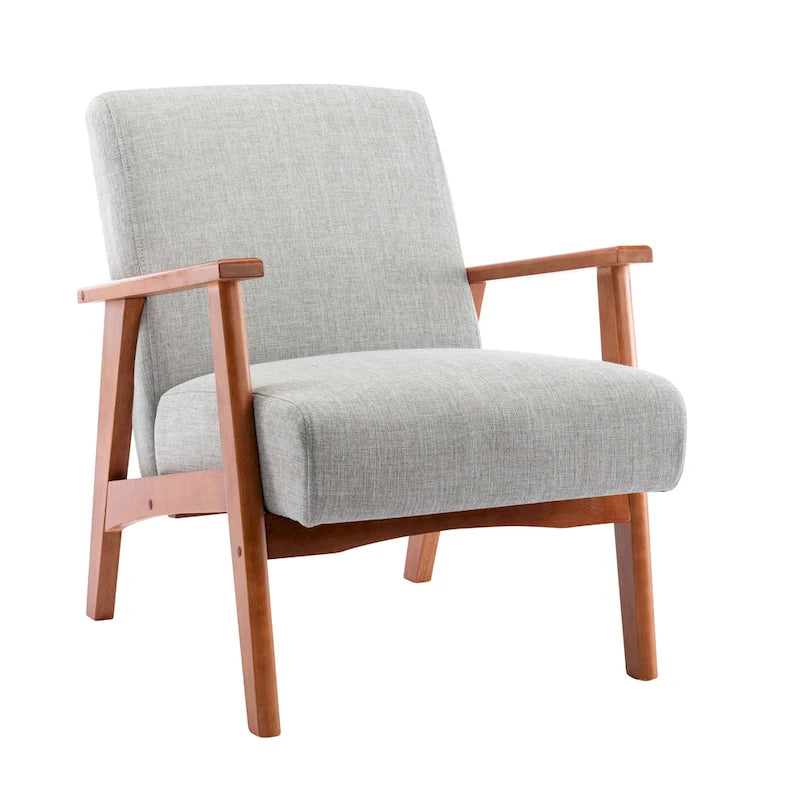 Fauteuil d'appoint en tissu avec piètement en hêtre