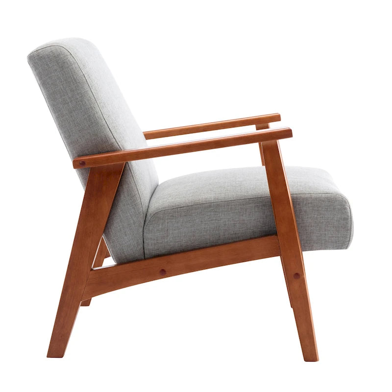 Fauteuil d'appoint en tissu avec piètement en hêtre