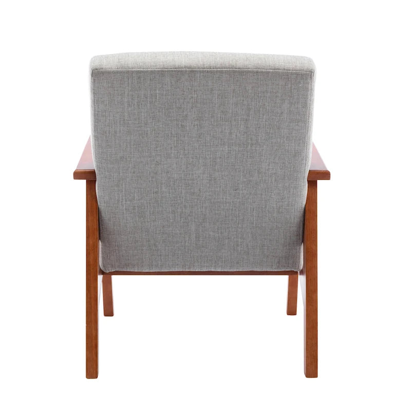 Fauteuil d'appoint en tissu avec piètement en hêtre