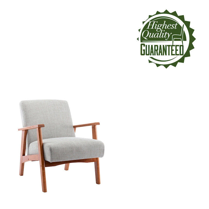 Fauteuil d'appoint en tissu avec piètement en hêtre