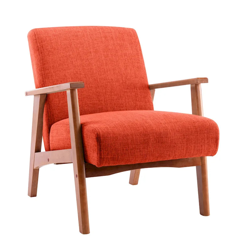 Fauteuil d'appoint en tissu avec piètement en hêtre
