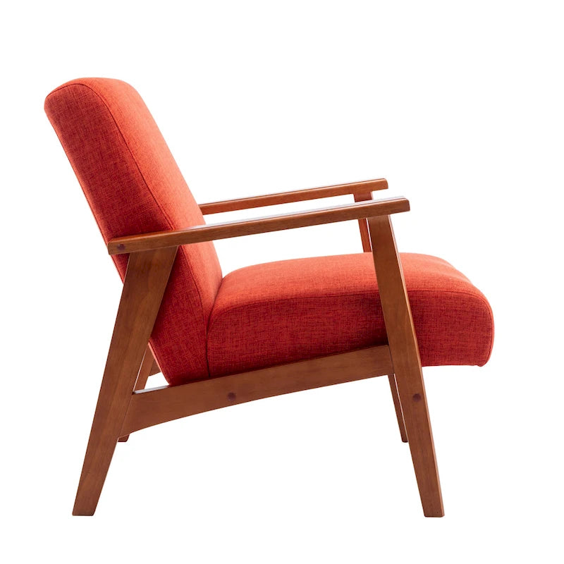 Fauteuil d'appoint en tissu avec piètement en hêtre