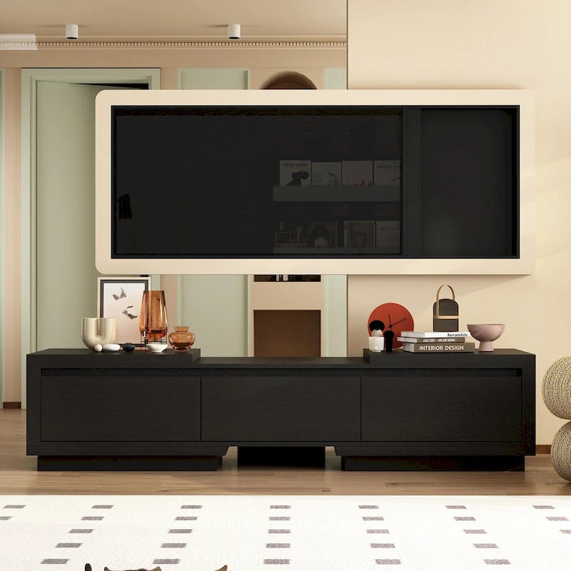 Meuble TV extensible rétractable pour centre de divertissement en tissu stretch