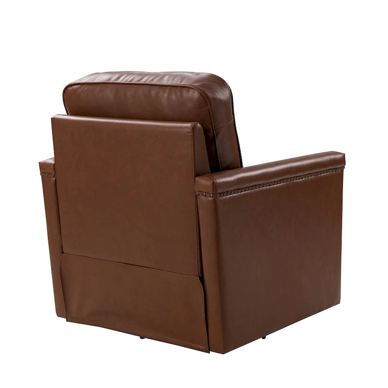 Fauteuil pivotant classique en cuir véritable avec clous décoratifs – Lot de 2