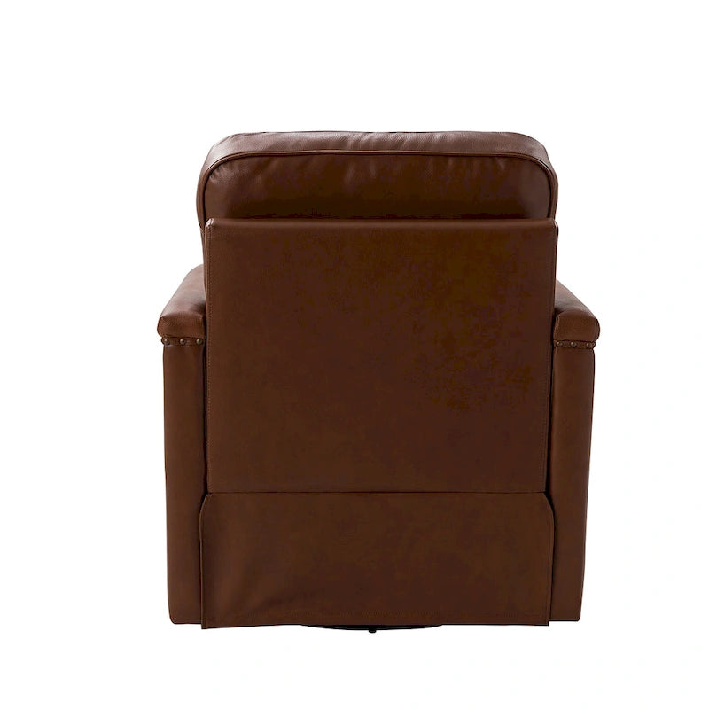 Fauteuil pivotant classique en cuir véritable avec clous décoratifs – Lot de 2