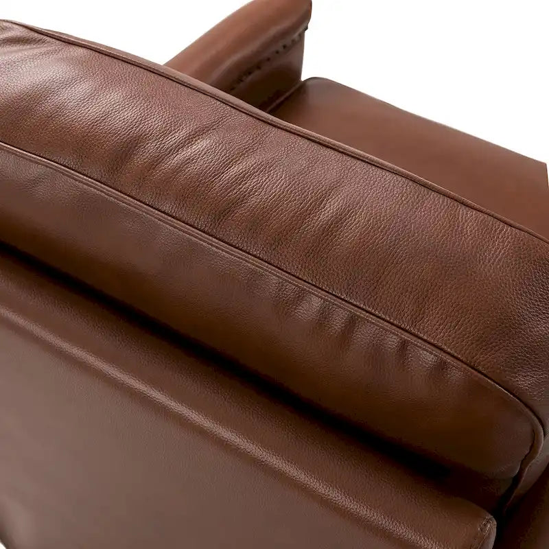 Fauteuil pivotant classique en cuir véritable avec clous décoratifs – Lot de 2