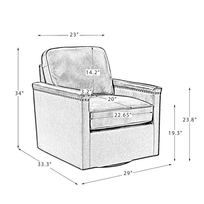 Fauteuil pivotant classique en cuir véritable avec clous décoratifs – Lot de 2