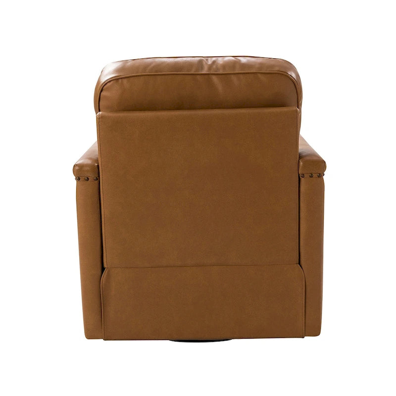 Fauteuil pivotant classique en cuir véritable avec clous décoratifs – Lot de 2