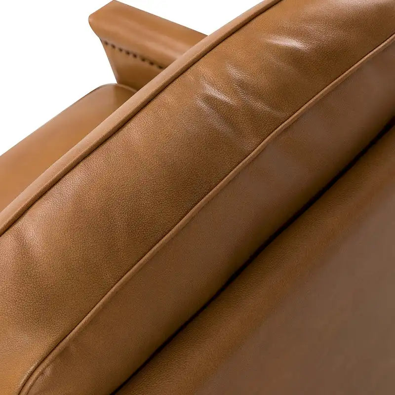 Fauteuil pivotant classique en cuir véritable avec clous décoratifs – Lot de 2