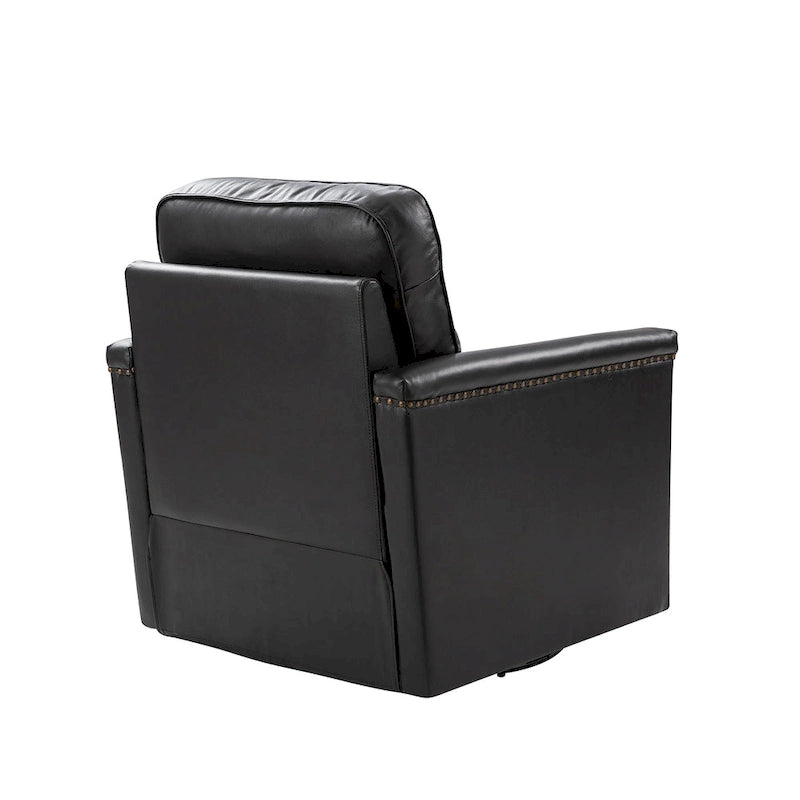 Fauteuil pivotant classique en cuir véritable avec clous décoratifs – Lot de 2