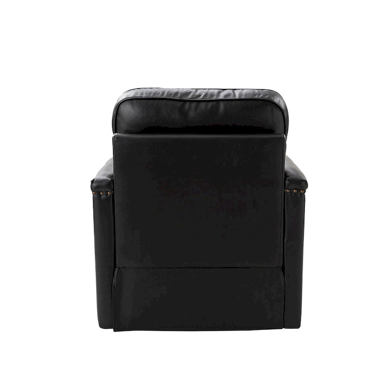 Fauteuil pivotant classique en cuir véritable avec clous décoratifs – Lot de 2