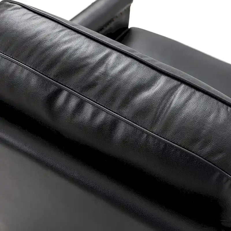 Fauteuil pivotant classique en cuir véritable avec clous décoratifs – Lot de 2