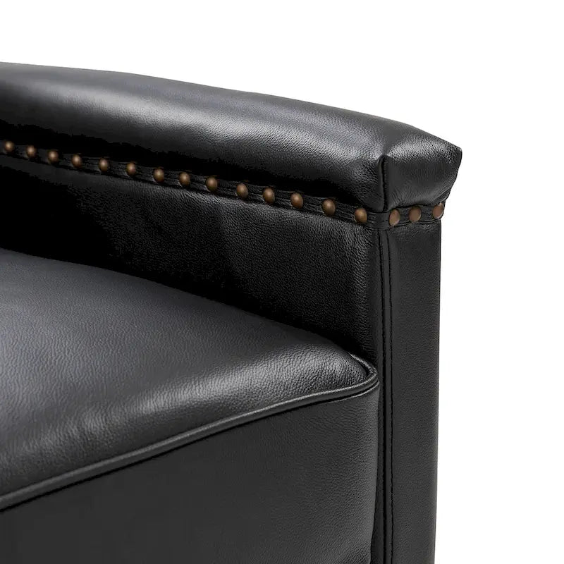 Fauteuil pivotant classique en cuir véritable avec clous décoratifs – Lot de 2