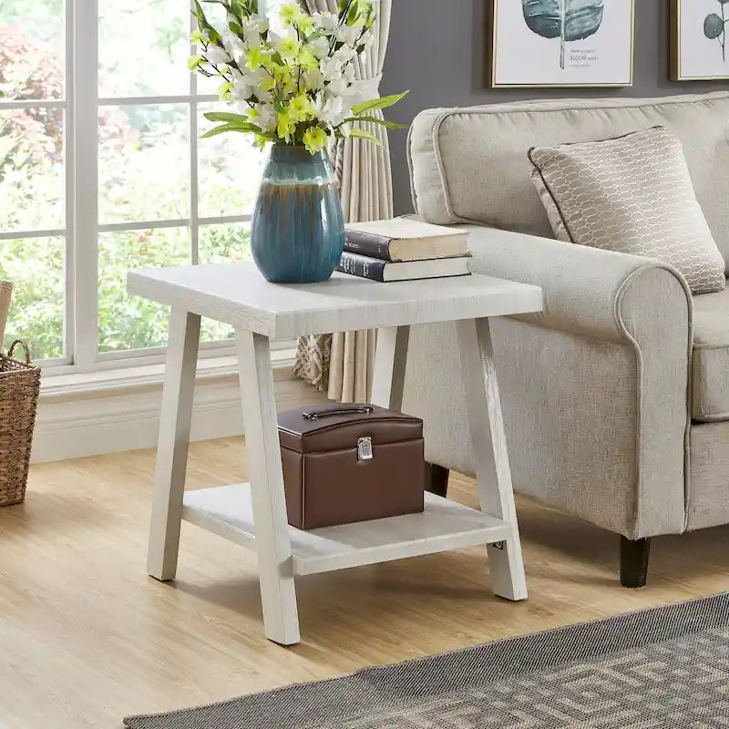 Table d'appoint contemporaine avec étagère en bois répliqué