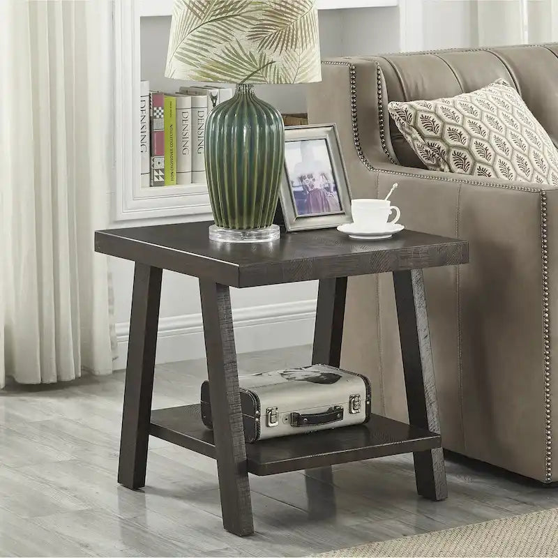 Table d'appoint contemporaine avec étagère en bois répliqué