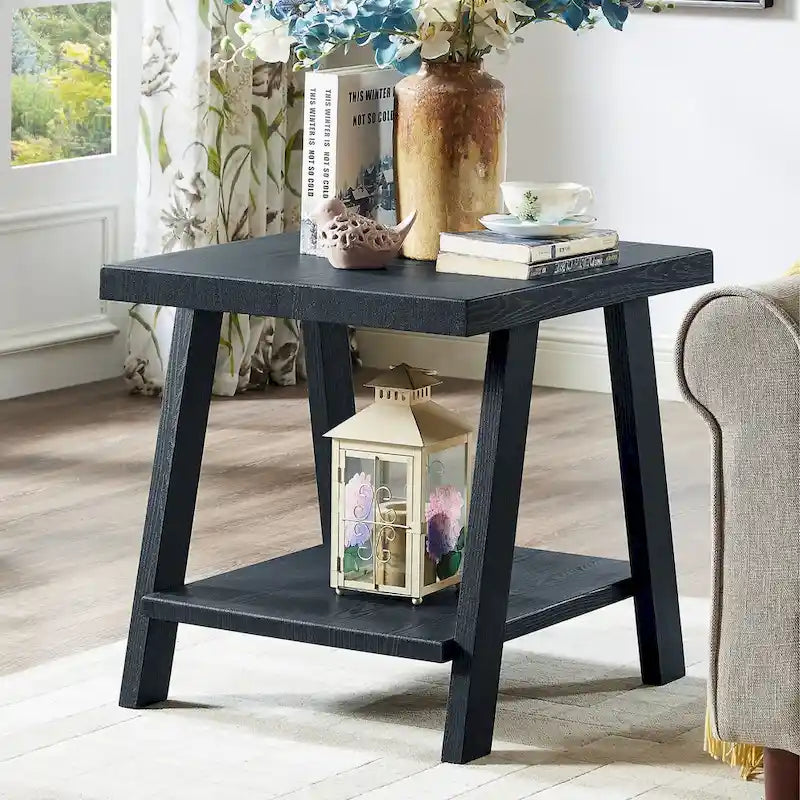  Cedar Ridge Contemporary Replicated Wood Shelf End Table
