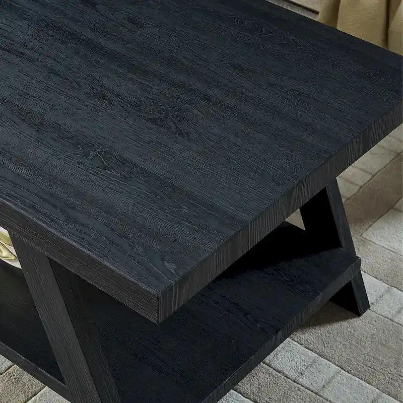 Table d'appoint contemporaine avec étagère en bois répliqué