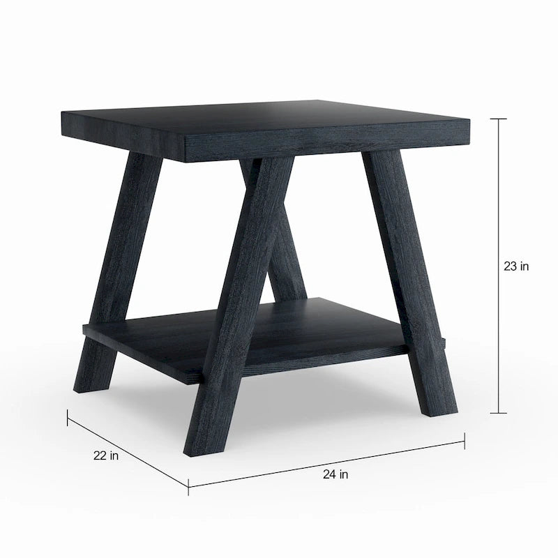 Table d'appoint contemporaine avec étagère en bois répliqué