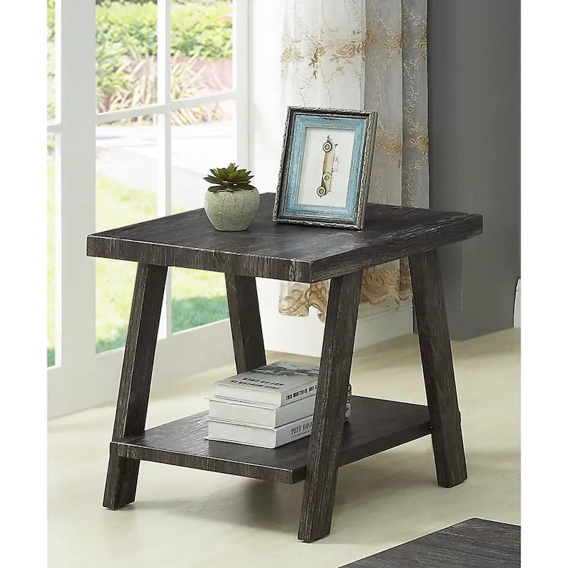 Table d'appoint contemporaine avec étagère en bois répliqué