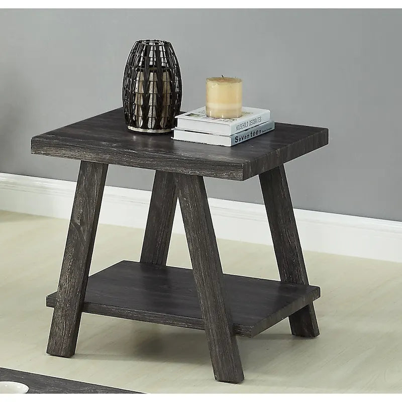 Table d'appoint contemporaine avec étagère en bois répliqué