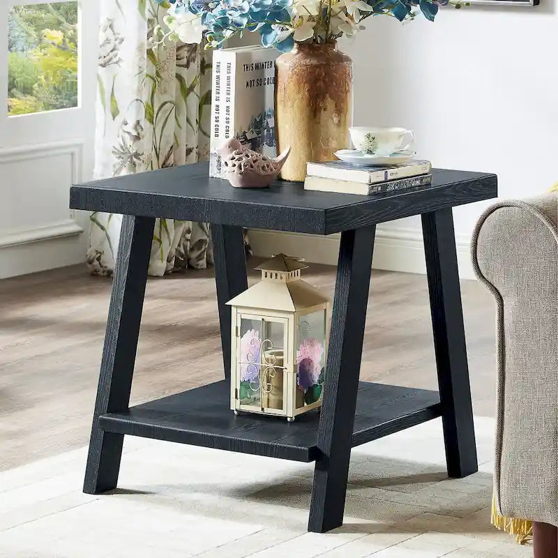 Table d'appoint contemporaine avec étagère en bois répliqué